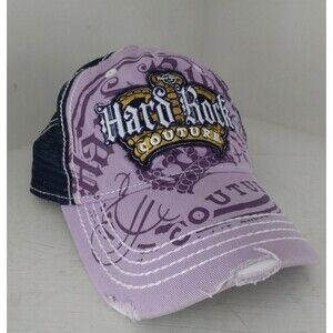 Hard Rock New York Couture Distressed  Purple Blue Mesh Trucker Hat
